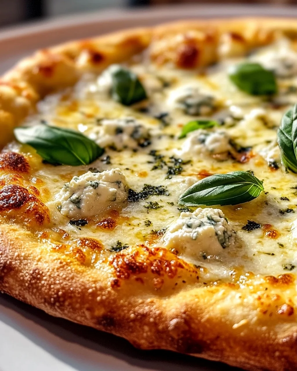 Vier Käse Pizza: Mozzarella, Parmesan, Gorgonzola & Ricotta