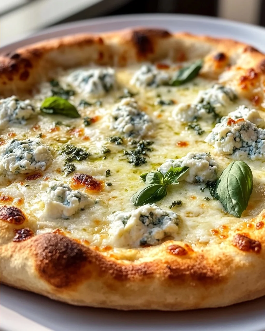 Vier Käse Pizza: Mozzarella, Parmesan, Gorgonzola & Ricotta
