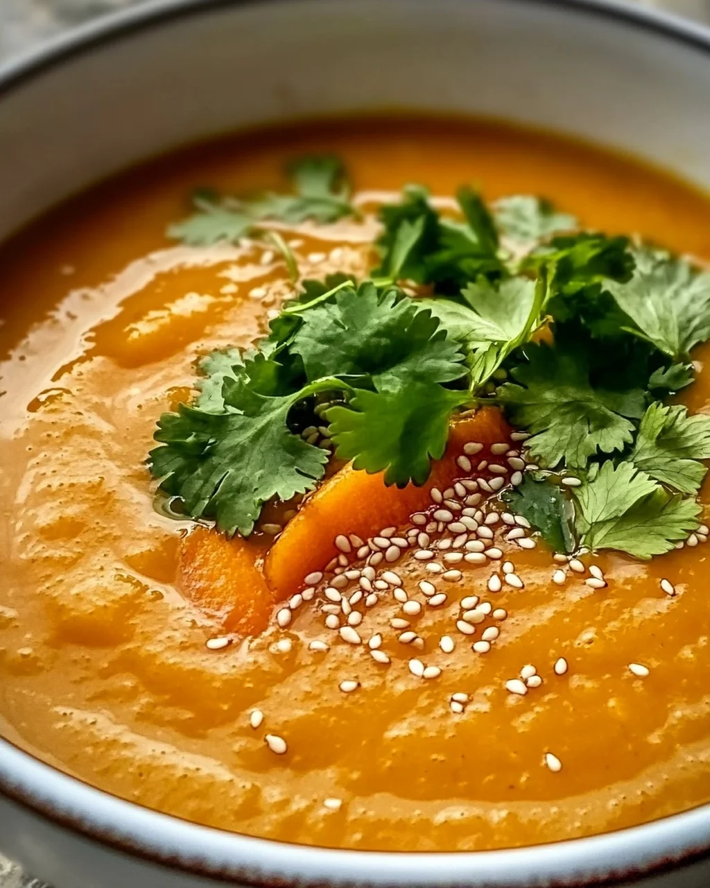 Wärmende Sesam-Möhren-Suppe für kalte Tage
