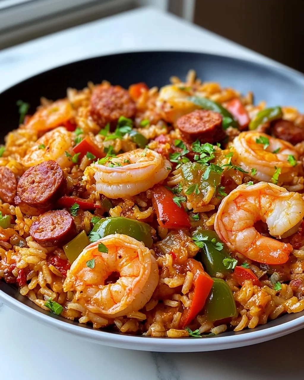 Würzige Jambalaya mit Garnelen & herzhafter Wurst jetzt kochen!