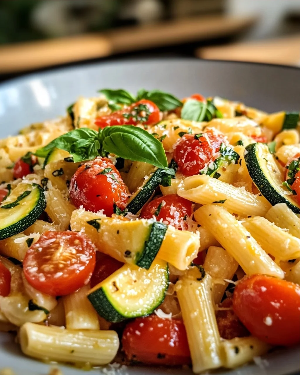 Zucchini und Tomaten: Schnelles Pfannenpasta-Rezept genießen!