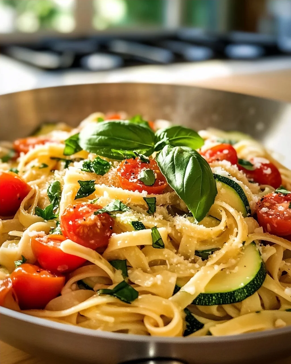Zucchini und Tomaten: Schnelles Pfannenpasta-Rezept genießen!